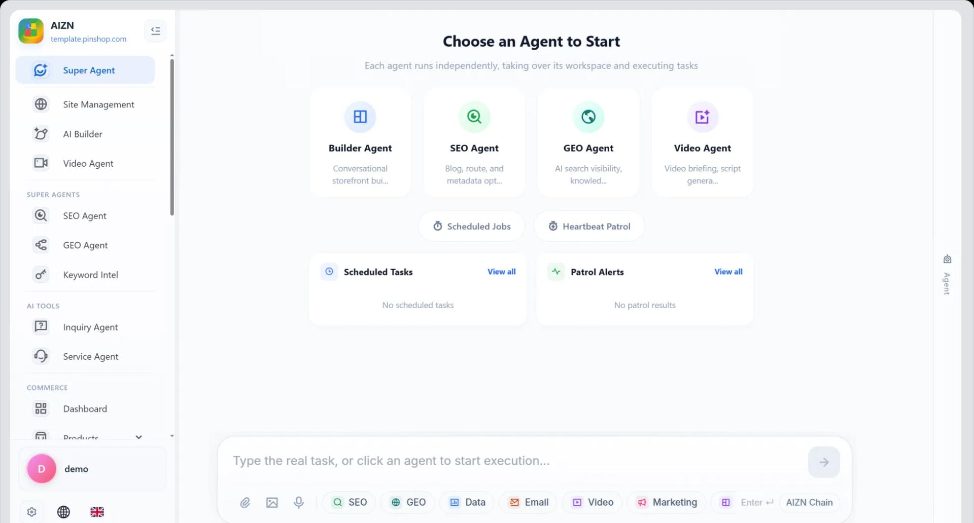 AIZN platform dashboard preview